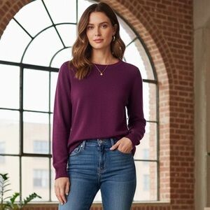 J. CREW Wool Blend Crewneck Pull Over Purple Sweater Size S NEW